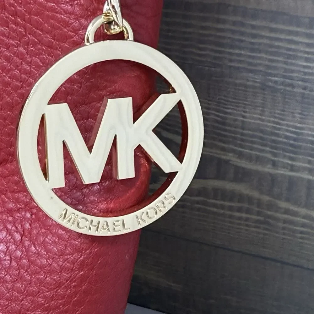 Michael Kors Camden Red Leather Drawstring Crossbody Bag